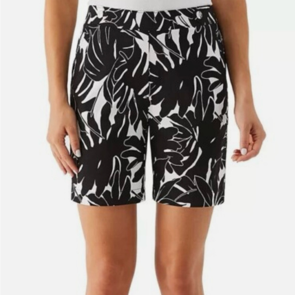 Rafaella Black and White High Waist Tropical Shorts